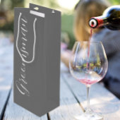 Donkergrijs gestileerd script bruiloft Groomsman Wijn Cadeautas