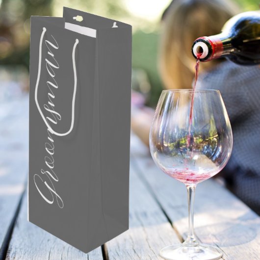 Donkergrijs gestileerd script bruiloft Groomsman Wijn Cadeautas