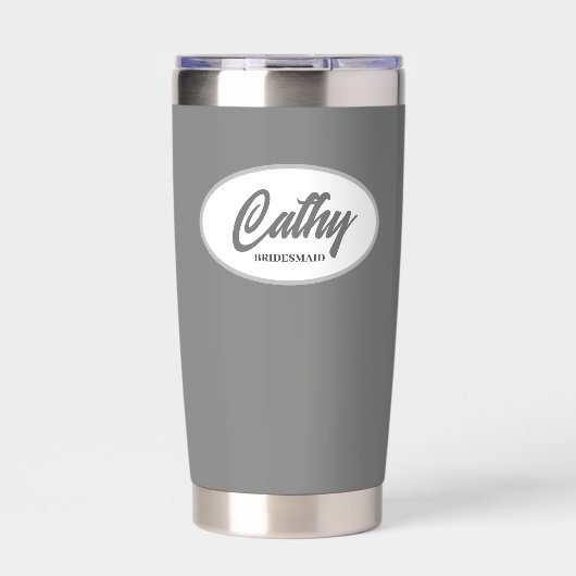 Donkergrijs gestileerde bruiloft bruidsmeisje geïsoleerde drinkbeker (Voorkant)