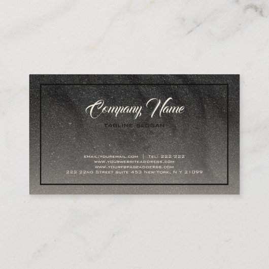 Donkergrijs glitter visitekaartje (Achterkant)