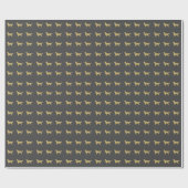 Donkergrijs Golden retriever met gouden glitter Cadeaupapier (Vlak)
