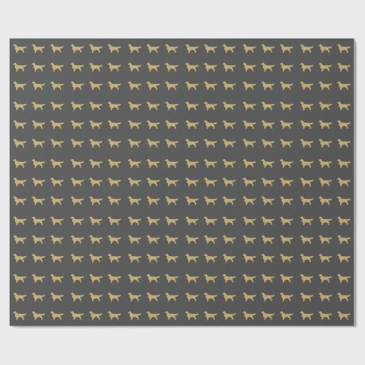 Donkergrijs Golden retriever met gouden glitter Cadeaupapier (Vlak)