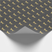 Donkergrijs Golden retriever met gouden glitter Cadeaupapier (Hoek)