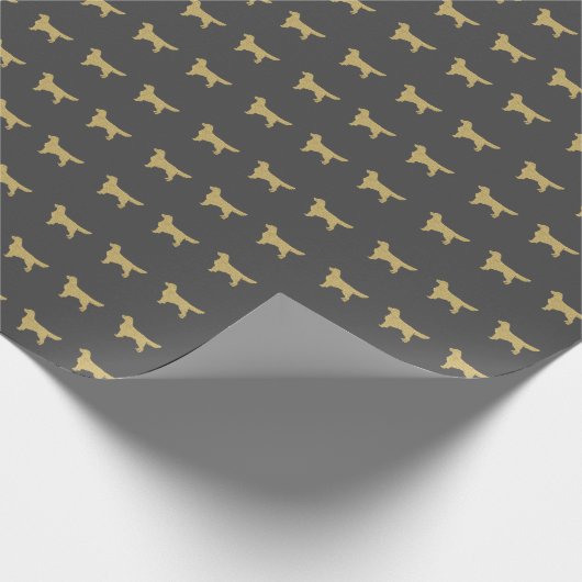 Donkergrijs Golden retriever met gouden glitter Cadeaupapier (Hoek)