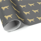 Donkergrijs Golden retriever met gouden glitter Cadeaupapier (Rol Hoek)