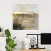Donkergrijs Goud Abstract Schilderij Wandkunst Poster (Thuiskantoor)