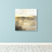 Donkergrijs Goud Beige Abstract Schilderij Canvas  (Insitu (Houten vloer))