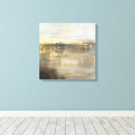 Donkergrijs Goud Beige Abstract Schilderij Canvas Afdruk (Insitu (Houten vloer))