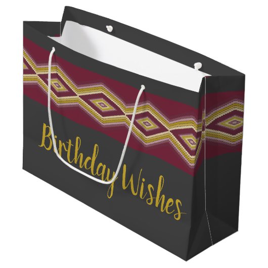 Donkergrijs goud en paarse groot cadeauzakje (Voorkant Gekanteld)