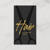 Donkergrijs Goud Haar Stylist Salon Visitekaartje (Voorkant)