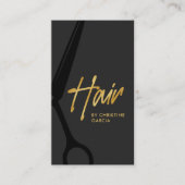 Donkergrijs Goud Haar Stylist Salon Visitekaartje (Voorkant)