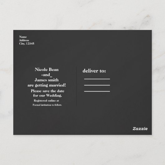 Donkergrijs & Goud SAVE DE DATUM Bruiloft Verlovin Briefkaart (Achterkant)