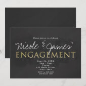 Donkergrijs & Goud VERLOVINGEN doucheuitnodigingen Kaart (Voorkant / Achterkant)