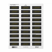 Donkergrijs & Goud Zakelijke Aangepaste Naam Adres Etiket (Full Sheet)
