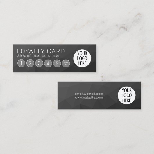 Donkergrijs Gradient Geometrische mesh Aangepaste  Klantenkaartje (Voorkant / Achterkant)