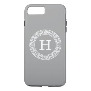 Donkergrijs Grieks Sleutel Rnd Lijst Initiaal Mono Case-Mate iPhone Case