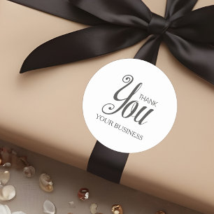 Donkergrijs grillig script dank u citaat ronde sticker