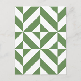 Donkergrijs groen geometrisch decoderpatroon briefkaart