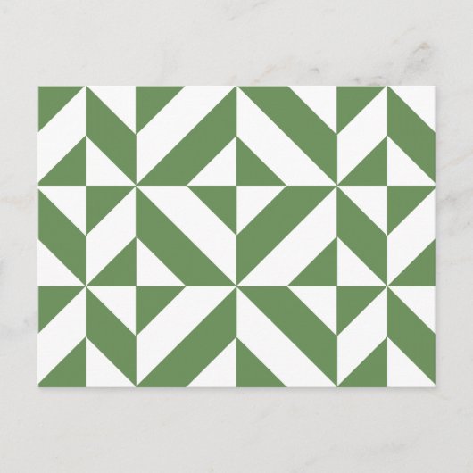 Donkergrijs groen geometrisch decoderpatroon briefkaart (Voorkant)