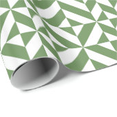 Donkergrijs groen geometrisch decoderpatroon cadeaupapier (Rol Hoek)