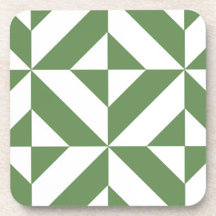 Donkergrijs groen geometrisch decoderpatroon drankjes onderzetter