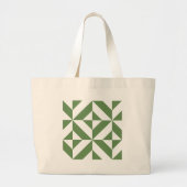 Donkergrijs groen geometrisch decoderpatroon grote tote bag (Voorkant)