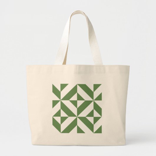 Donkergrijs groen geometrisch decoderpatroon grote tote bag (Voorkant)