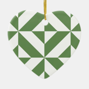 Donkergrijs groen geometrisch decoderpatroon keramisch ornament
