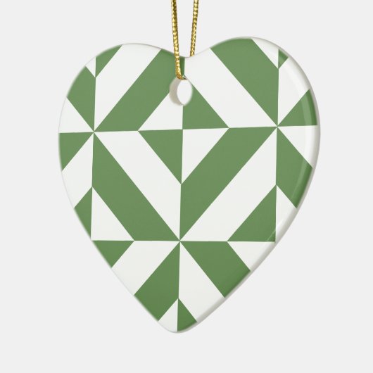 Donkergrijs groen geometrisch decoderpatroon keramisch ornament (Links)