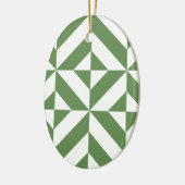 Donkergrijs groen geometrisch decoderpatroon keramisch ornament (Links)