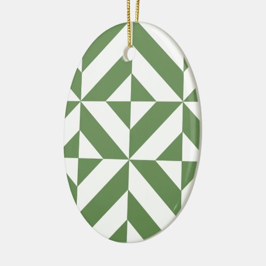 Donkergrijs groen geometrisch decoderpatroon keramisch ornament (Links)