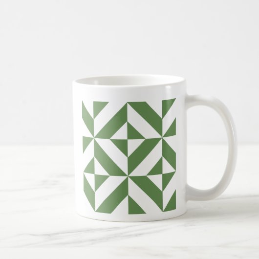 Donkergrijs groen geometrisch decoderpatroon koffiemok (Rechts)