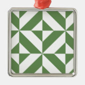 Donkergrijs groen geometrisch decoderpatroon metalen ornament (Voorkant)
