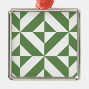 Donkergrijs groen geometrisch decoderpatroon metalen ornament