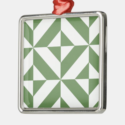 Donkergrijs groen geometrisch decoderpatroon metalen ornament (Links)