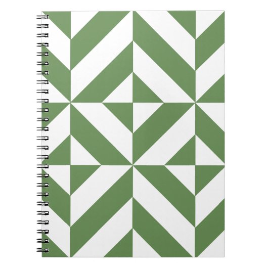Donkergrijs groen geometrisch decoderpatroon notitieboek (Voorkant)