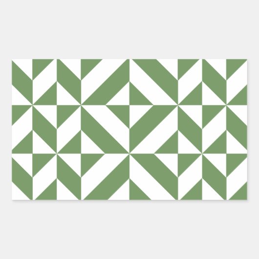 Donkergrijs groen geometrisch decoderpatroon rechthoekige sticker (Voorkant)
