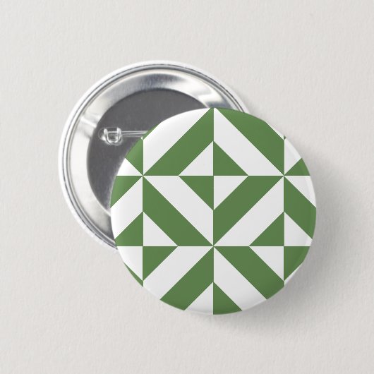 Donkergrijs groen geometrisch decoderpatroon ronde button 5,7 cm (Voorkant /achterkant)
