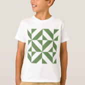 Donkergrijs groen geometrisch decoderpatroon t-shirt (Voorkant)