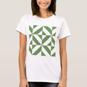 Donkergrijs groen geometrisch decoderpatroon t-shirt