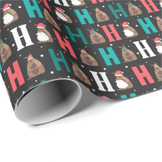 Donkergrijs Ho Ho Armadillo Cadeaupapier (Rol Hoek)