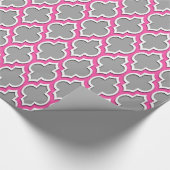 Donkergrijs Hot Pink White Moroccan #4DS Cadeaupapier (Hoek)