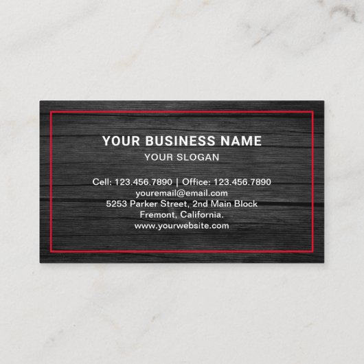 Donkergrijs hout auto slepen service sleepwagen visitekaartje (Achterkant)