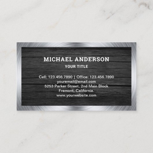 Donkergrijs hout constructie vervoeren dump truck visitekaartje (Achterkant)