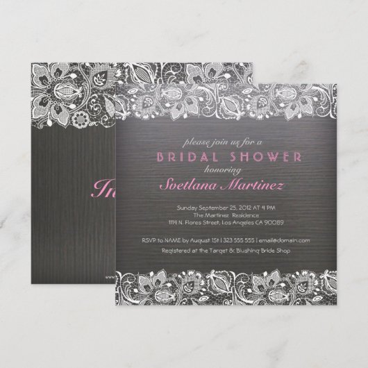 Donkergrijs hout en Vrijgezellenfeest met witte zi Kaart (Voorkant / Achterkant)