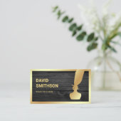 Donkergrijs hout - olie Inkwell doether Quill Pen Visitekaartje (Staand voorkant)