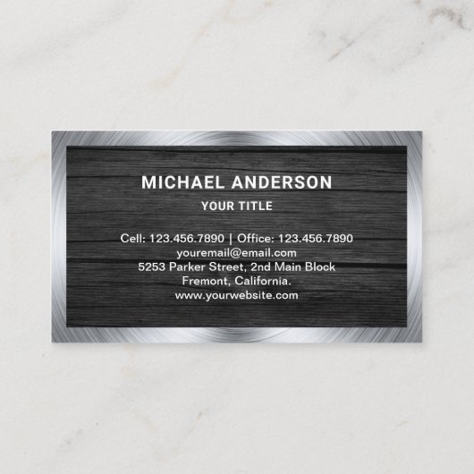 Donkergrijs Hout Staal Motorfiets Motorfiets Mecha Visitekaartje (Achterkant)