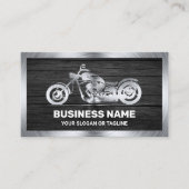 Donkergrijs Hout Staal Motorfiets Motorfiets Mecha Visitekaartje (Voorkant)