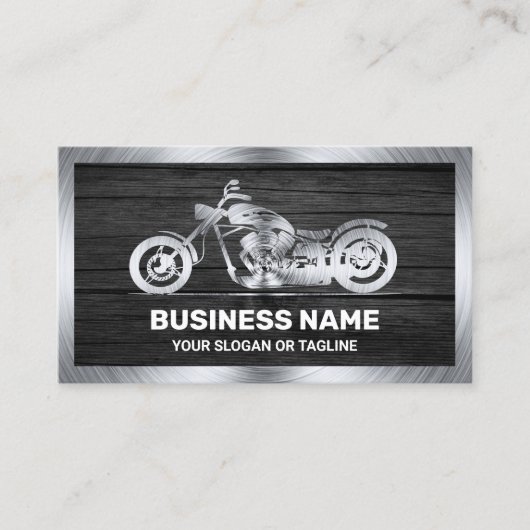 Donkergrijs Hout Staal Motorfiets Motorfiets Mecha Visitekaartje (Voorkant)