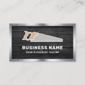 Donkergrijs Houtstaal Handzaag Handyman Carpenter Visitekaartje (Voorkant)